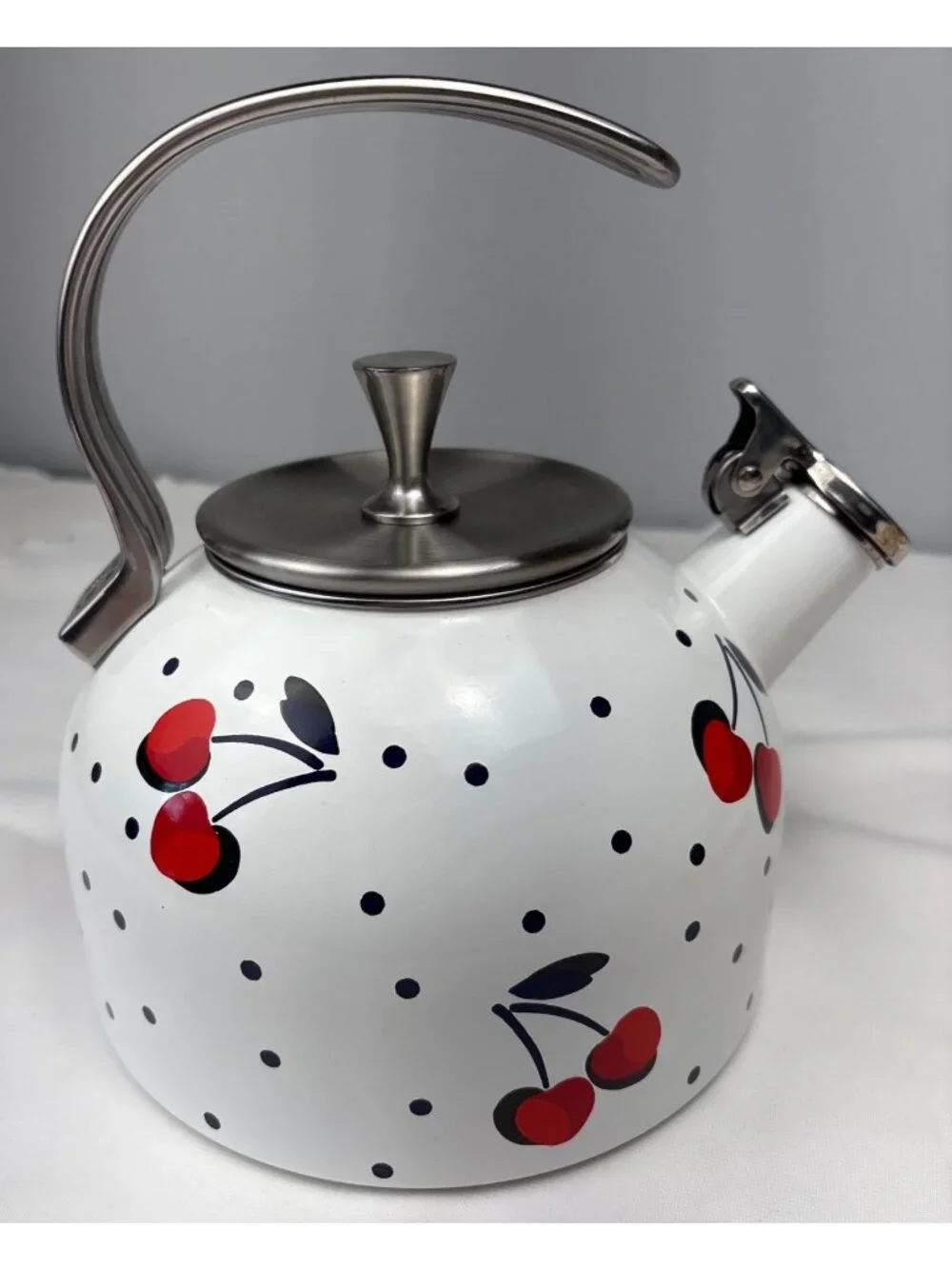 Kate Spade New York Lenox Cherry Dot Teapot Stainless Steel Handle Whimsical
